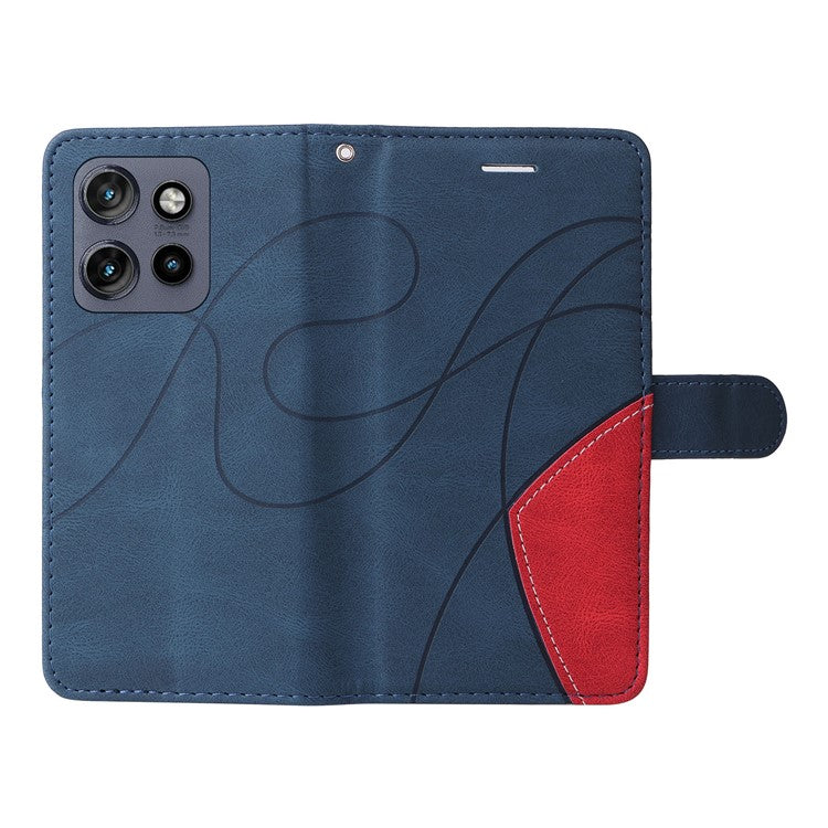 KT Leather Series-1 For Motorola Edge 50 Neo 5G / Moto S50 5G / Thinkphone 25 5G Leather Case Color Splicing Phone Cover Wallet Stand - Blue