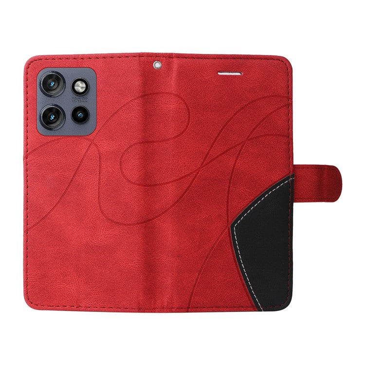 KT Leather Series-1 For Motorola Edge 50 Neo 5G / Moto S50 5G / Thinkphone 25 5G Leather Case Color Splicing Phone Cover Wallet Stand - Red