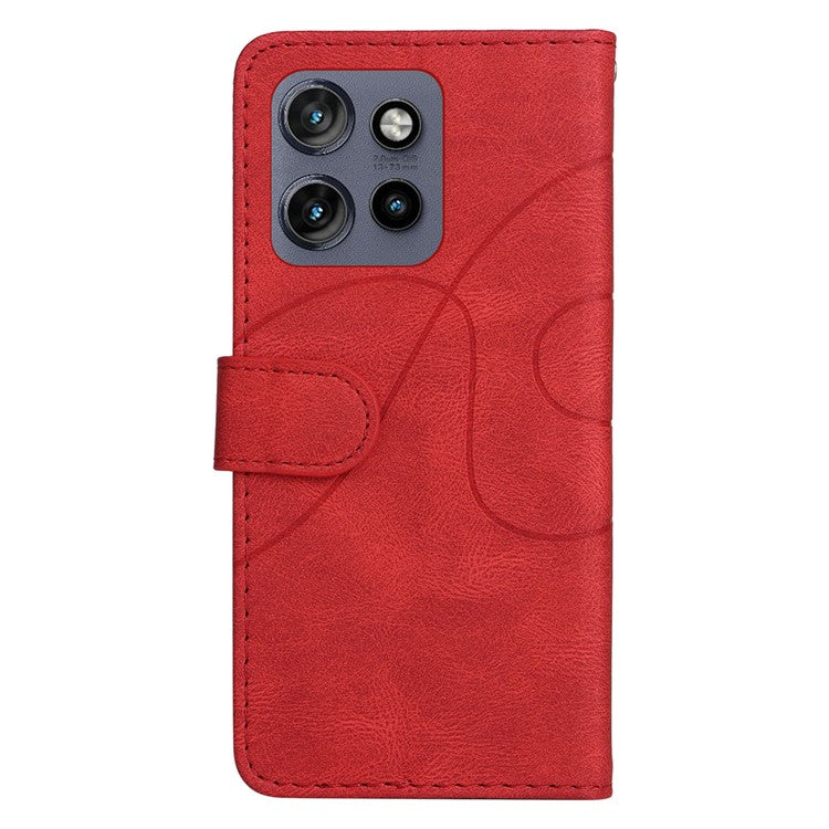 KT Leather Series-1 For Motorola Edge 50 Neo 5G / Moto S50 5G / Thinkphone 25 5G Leather Case Color Splicing Phone Cover Wallet Stand - Red