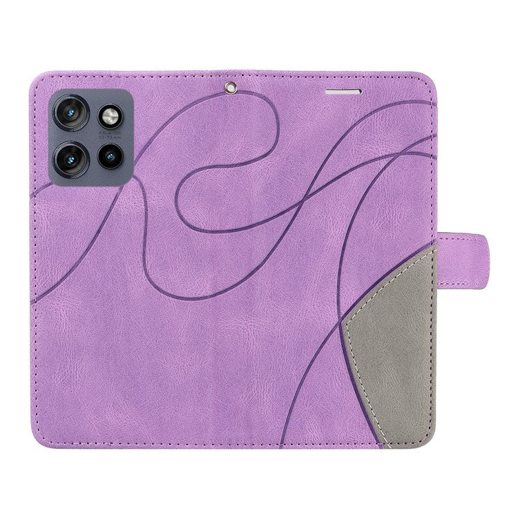 KT Leather Series-1 For Motorola Edge 50 Neo 5G / Moto S50 5G / Thinkphone 25 5G Leather Case Color Splicing Phone Cover Wallet Stand - Light Purple