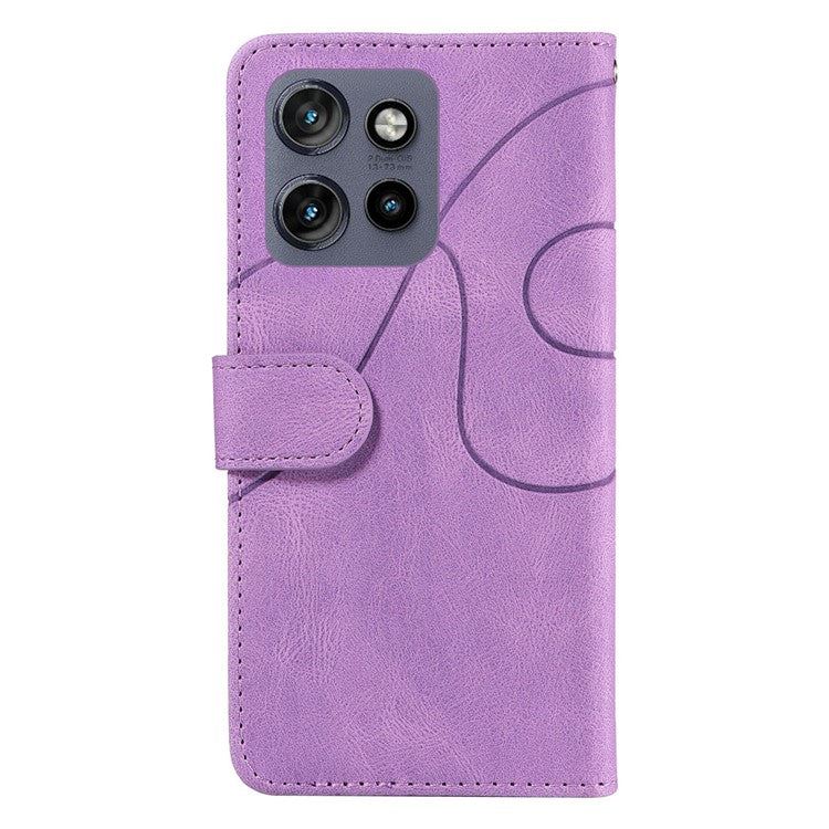KT Leather Series-1 For Motorola Edge 50 Neo 5G / Moto S50 5G / Thinkphone 25 5G Leather Case Color Splicing Phone Cover Wallet Stand - Light Purple