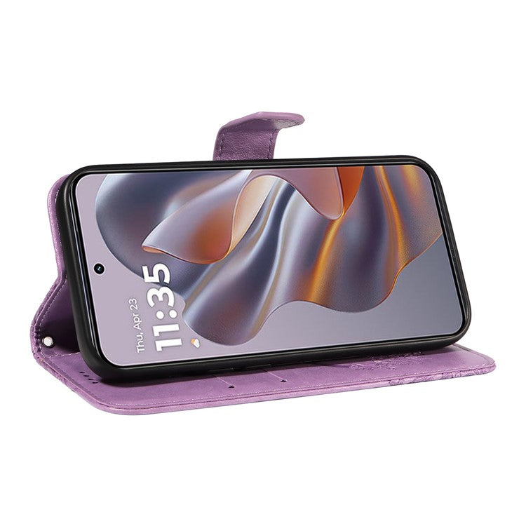 For Motorola Edge 50 Neo 5G / Moto S50 5G / Thinkphone 25 5G Case Butterfly Pattern Leather Wallet Flip Phone Cover - Purple