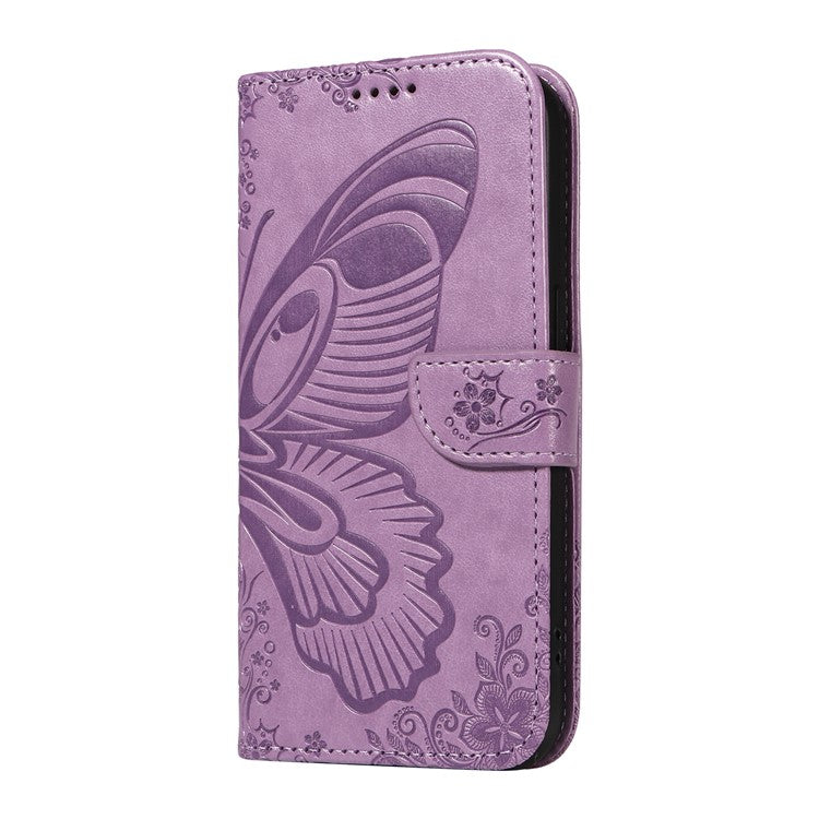 For Motorola Edge 50 Neo 5G / Moto S50 5G / Thinkphone 25 5G Case Butterfly Pattern Leather Wallet Flip Phone Cover - Purple