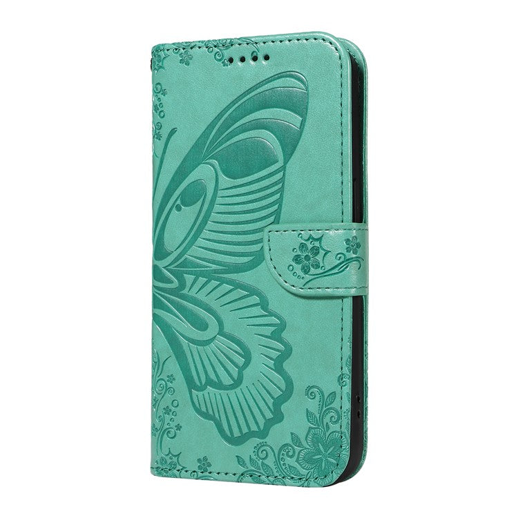 For Motorola Edge 50 Neo 5G / Moto S50 5G / Thinkphone 25 5G Case Butterfly Pattern Leather Wallet Flip Phone Cover - Green