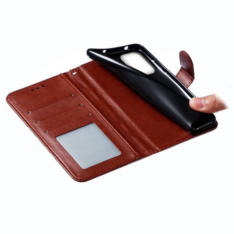 For Samsung Galaxy S24+ Case PU Leather Mandala Imprinted Design Wallet Phone Cover - Brown