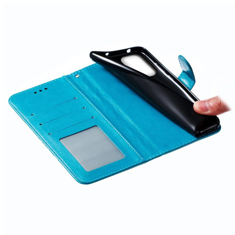 For Samsung Galaxy A16 5G / A16 4G Case PU Leather Mandala Imprinted Design Wallet Phone Cover - Blue