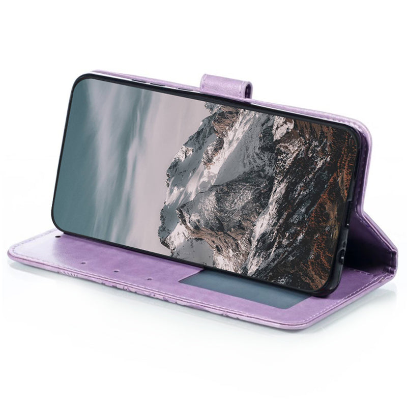 For Samsung Galaxy A16 5G / A16 4G Case PU Leather Mandala Imprinted Design Wallet Phone Cover - Purple