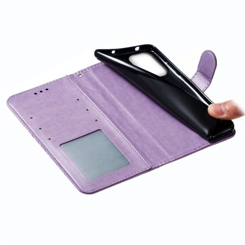 For Samsung Galaxy A16 5G / A16 4G Case PU Leather Mandala Imprinted Design Wallet Phone Cover - Purple