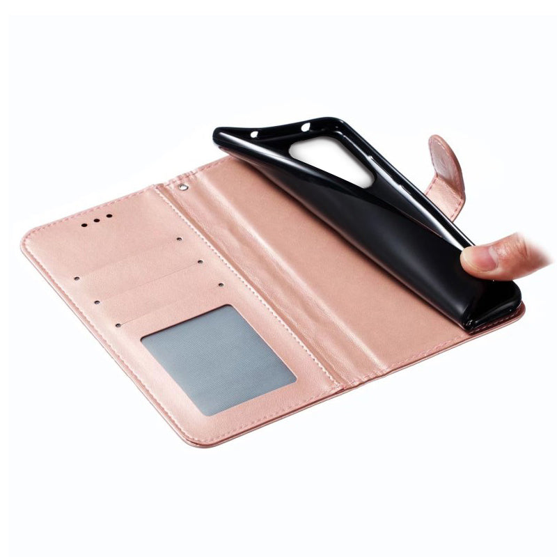 For Samsung Galaxy A16 5G / A16 4G Case PU Leather Mandala Imprinted Design Wallet Phone Cover - Rose Gold