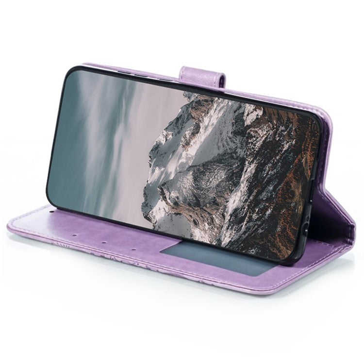 For Samsung Galaxy A55 5G Case PU Leather Mandala Imprinted Design Wallet Phone Cover - Purple