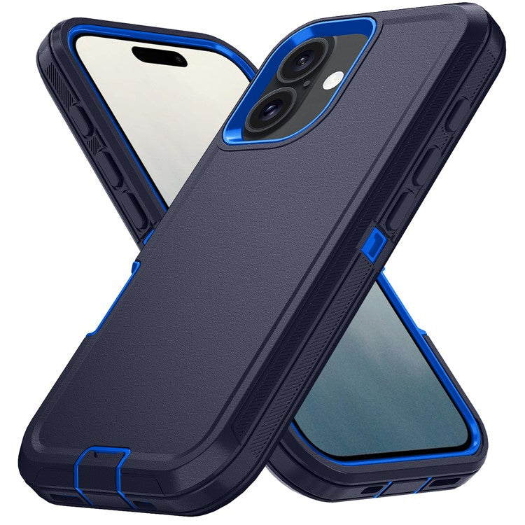 For iPhone 16 Case Detachable PC+TPU Drop-Proof Back Cover - Dark Blue