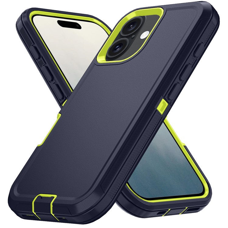 For iPhone 16 Plus Case Detachable PC+TPU Drop-Proof Back Cover - Dark Grey+Green