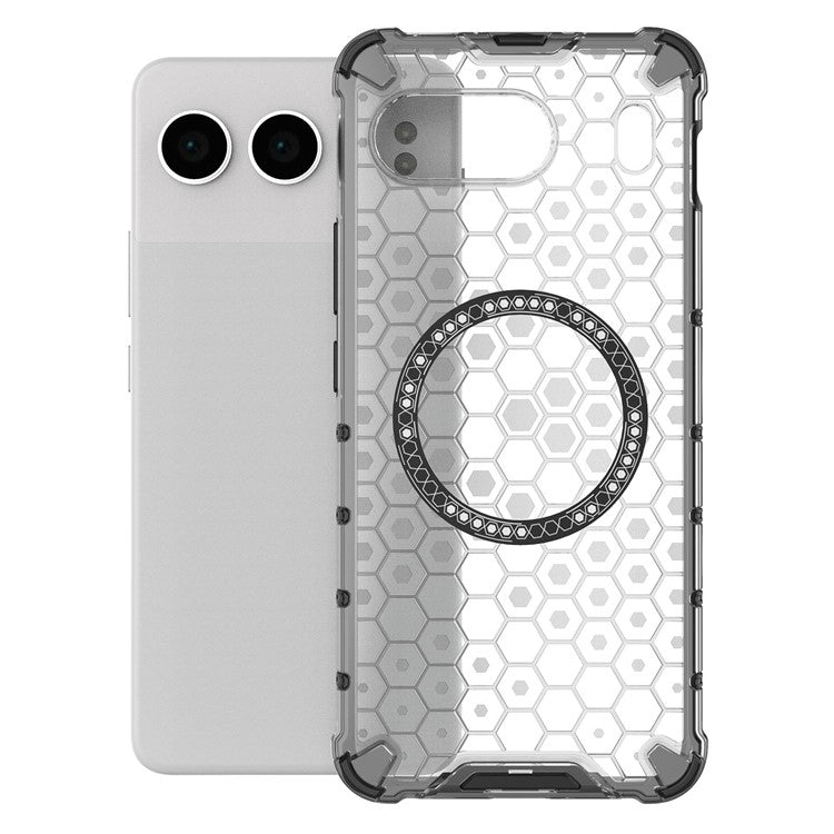 For OnePlus Nord 4 Case Compatible with MagSafe Honeycomb Design TPU+PC Phone Cover - Transparent