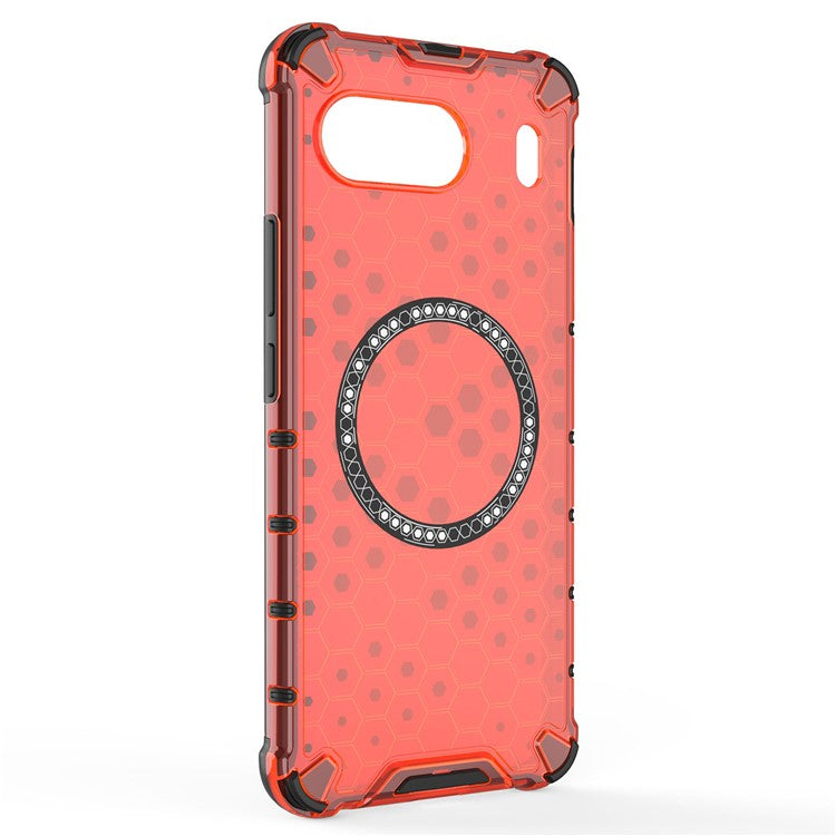 For OnePlus Nord 4 Case Compatible with MagSafe Honeycomb Design TPU+PC Phone Cover - Red