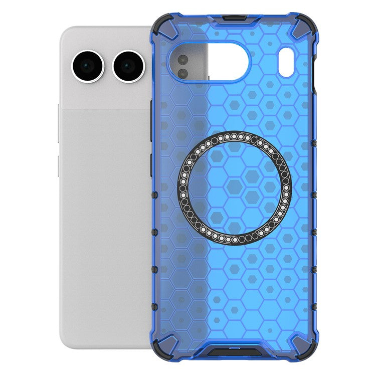 For OnePlus Nord 4 Case Compatible with MagSafe Honeycomb Design TPU+PC Phone Cover - Blue