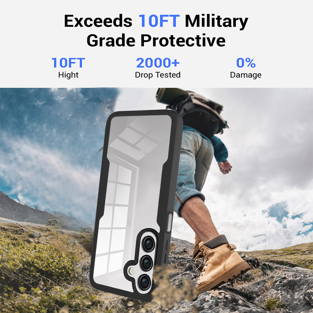 For Samsung Galaxy A16 5G / A16 4G Case Acrylic+TPU Clear Phone Cover with PET Screen Film - Blue