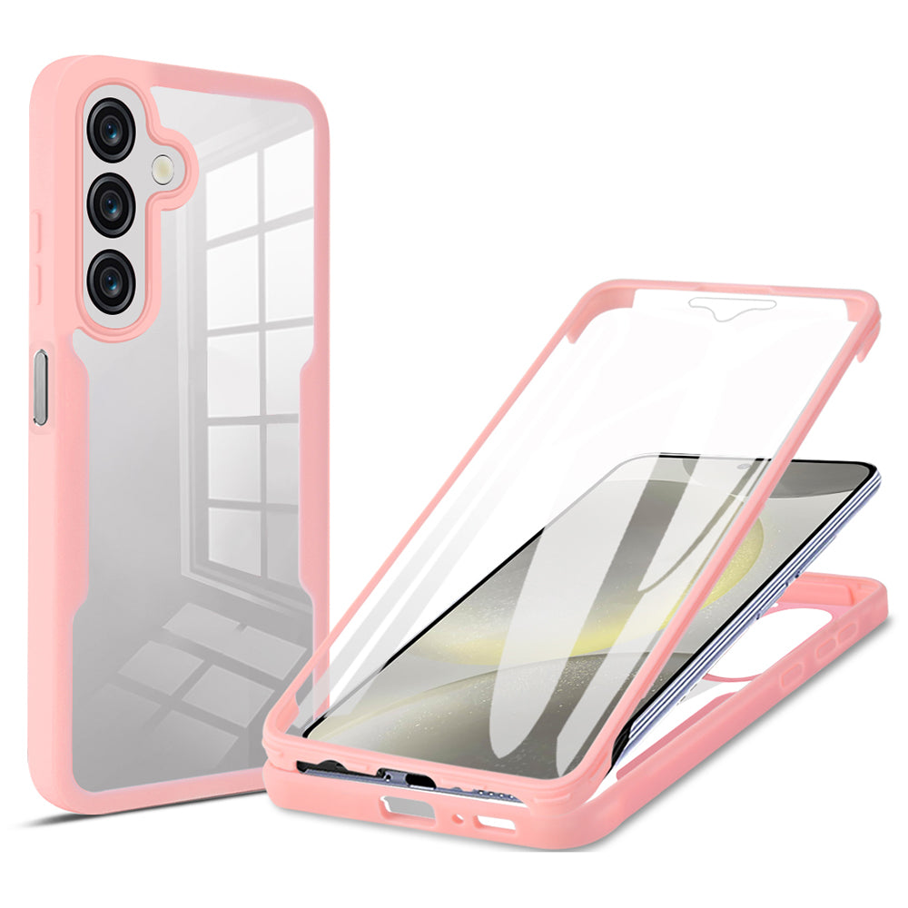 For Samsung Galaxy A16 5G / A16 4G Case Acrylic+TPU Clear Phone Cover with PET Screen Film - Pink