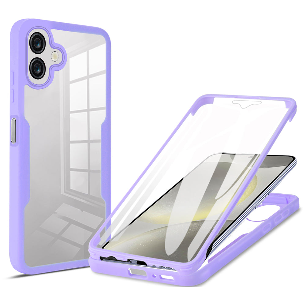 For Samsung Galaxy A06 Case Acrylic+TPU Clear Phone Cover with PET Screen Film - Purple