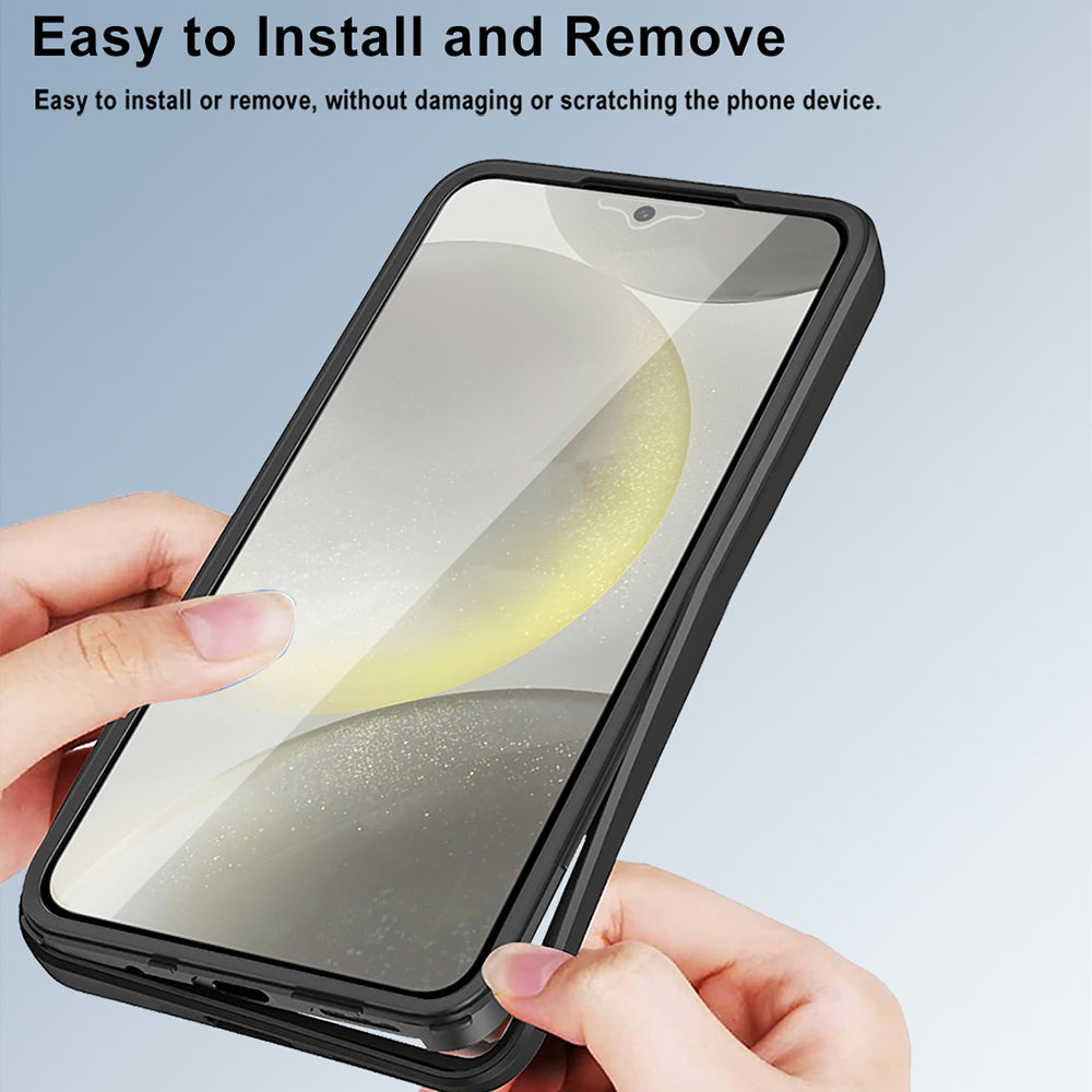 For Samsung Galaxy A06 Case Acrylic+TPU Clear Phone Cover with PET Screen Film - Purple