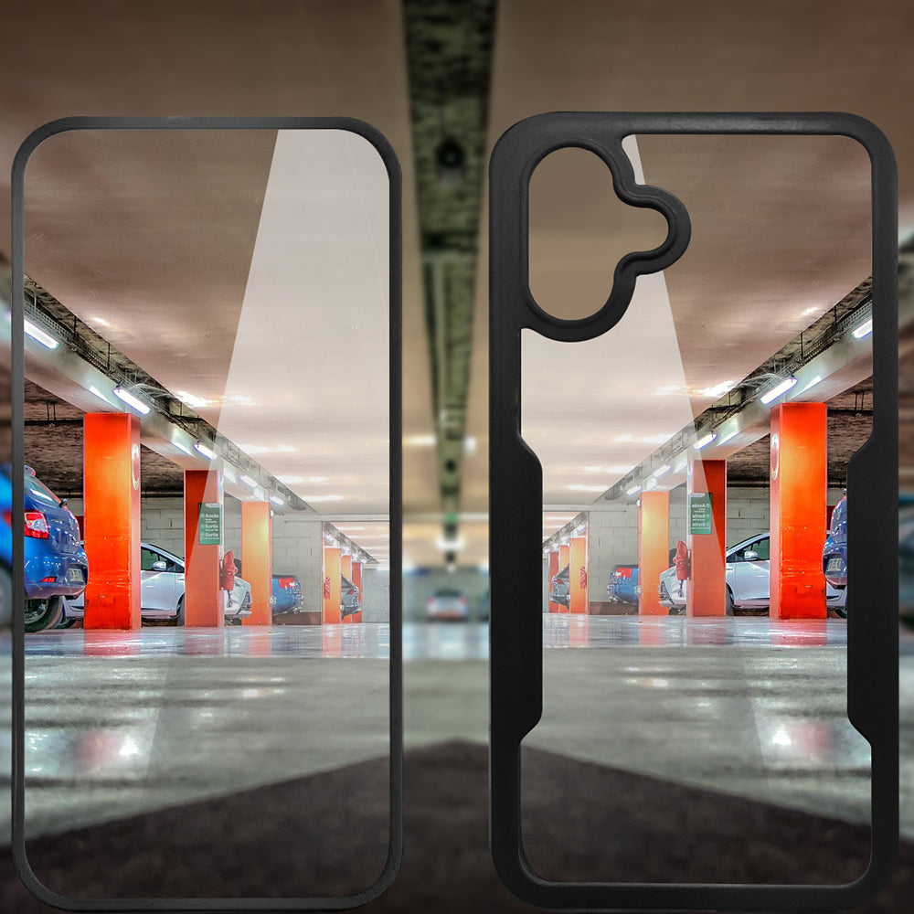 For Samsung Galaxy A06 Case Acrylic+TPU Clear Phone Cover with PET Screen Film - Pink