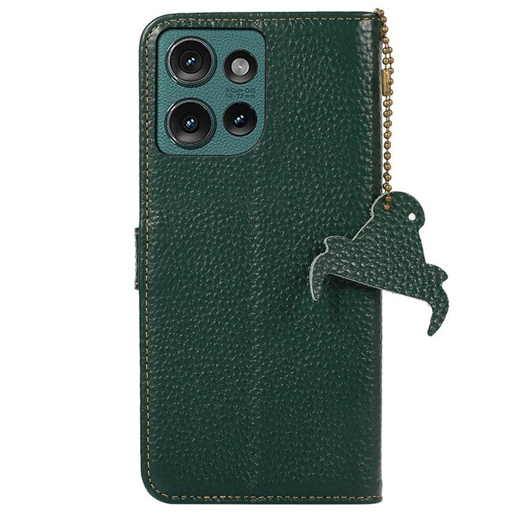 For Motorola Edge 50 Neo 5G / Moto S50 5G / Thinkphone 25 5G Case RFID Blocking Litchi Texture Genuine Cow Leather Phone Cover - Green