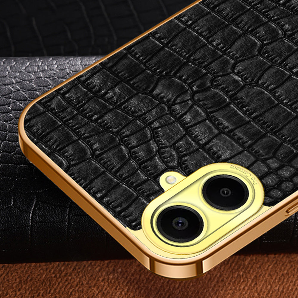 For Samsung Galaxy A06 Case Finger Ring Kickstand TPU+Leather 6D Electroplating Phone Cover - Yellow