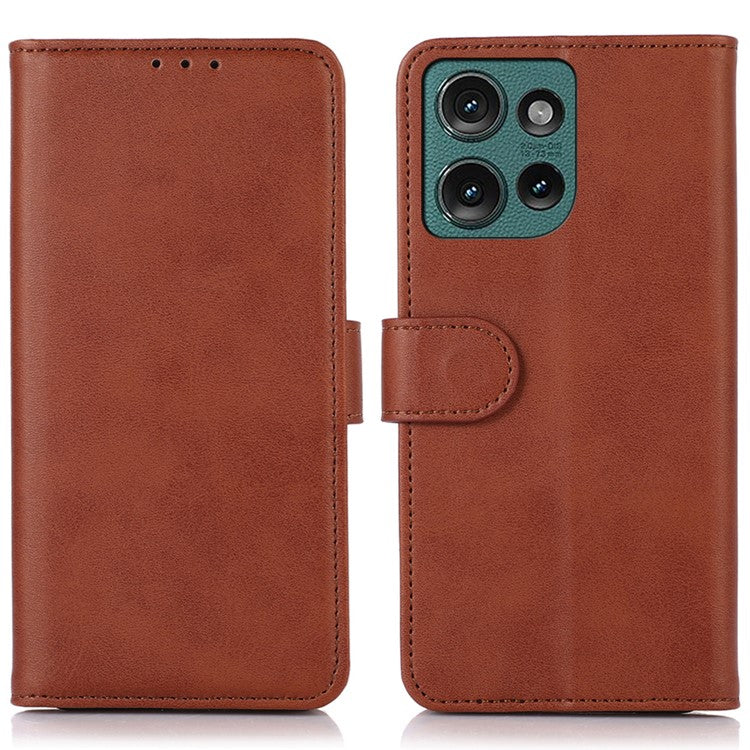 For Motorola Edge 50 Neo 5G / Moto S50 5G / Thinkphone 25 5G Case Cowhide Texture Leather Wallet Phone Cover with Stand - Brown