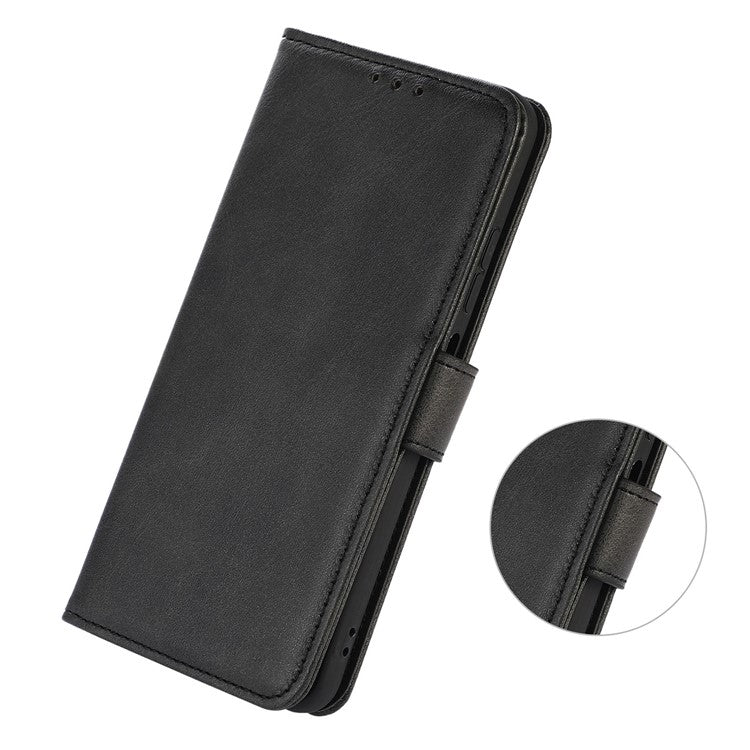 For Motorola Edge 50 Neo 5G / Moto S50 5G / Thinkphone 25 5G Case Cowhide Texture Leather Wallet Phone Cover with Stand - Black