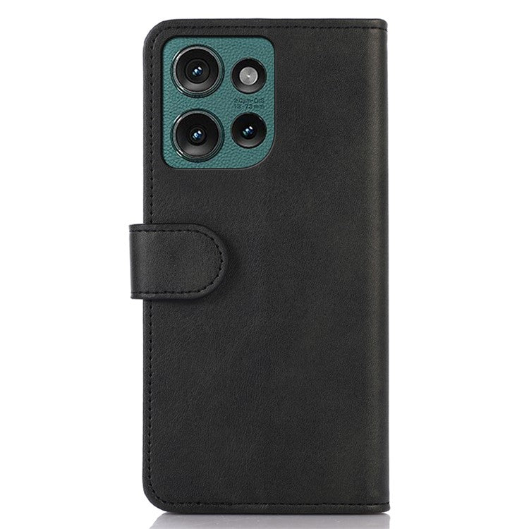 For Motorola Edge 50 Neo 5G / Moto S50 5G / Thinkphone 25 5G Case Cowhide Texture Leather Wallet Phone Cover with Stand - Black