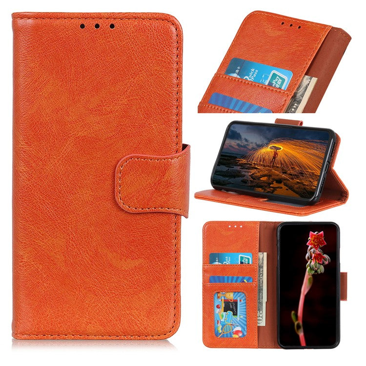 For Motorola Edge 50 Neo 5G / Moto S50 5G / Thinkphone 25 5G Case Nappa Texture Split Leather Wallet Phone Cover - Orange