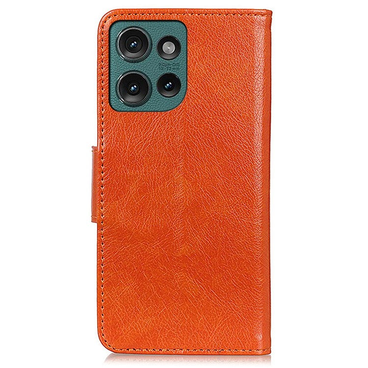 For Motorola Edge 50 Neo 5G / Moto S50 5G / Thinkphone 25 5G Case Nappa Texture Split Leather Wallet Phone Cover - Orange