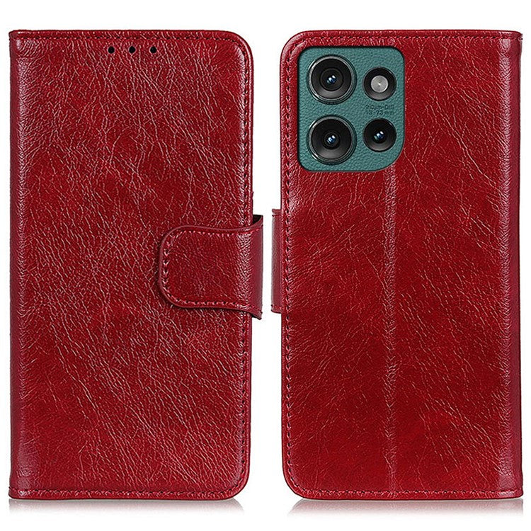 For Motorola Edge 50 Neo 5G / Moto S50 5G / Thinkphone 25 5G Case Nappa Texture Split Leather Wallet Phone Cover - Red