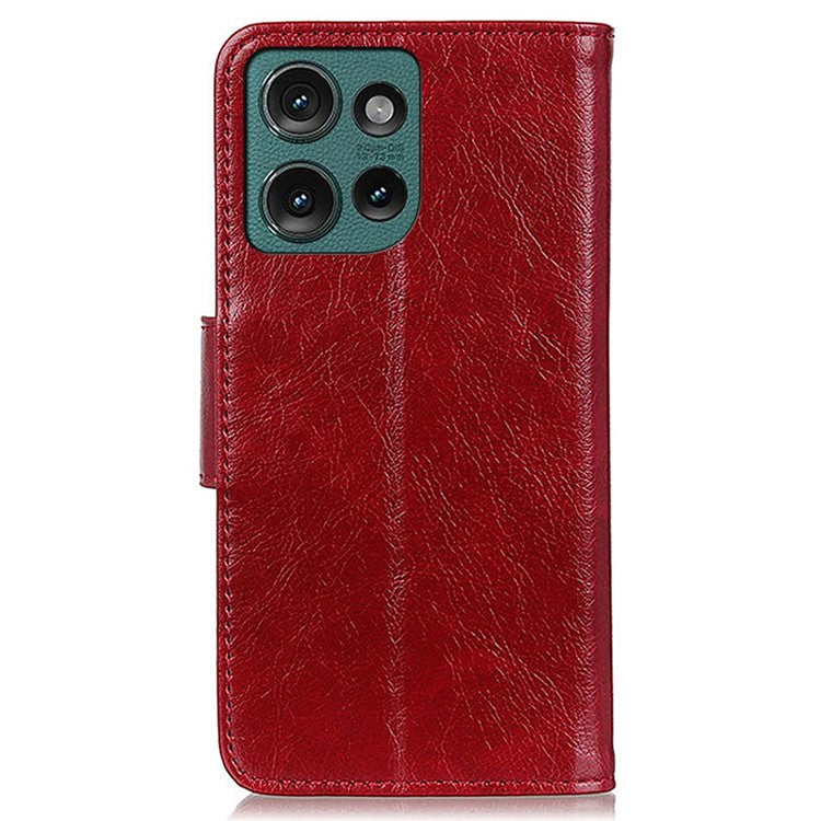 For Motorola Edge 50 Neo 5G / Moto S50 5G / Thinkphone 25 5G Case Nappa Texture Split Leather Wallet Phone Cover - Red