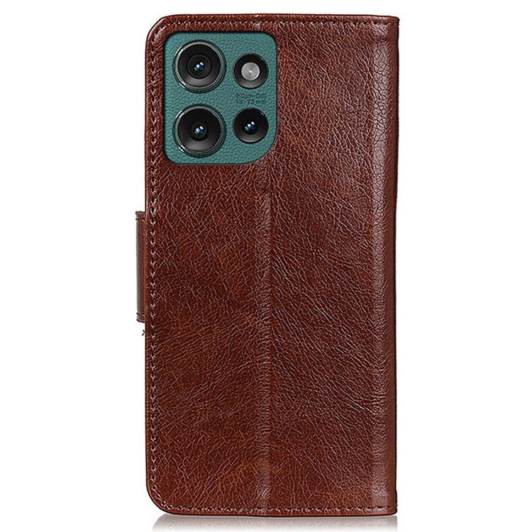 For Motorola Edge 50 Neo 5G / Moto S50 5G / Thinkphone 25 5G Case Nappa Texture Split Leather Wallet Phone Cover - Brown