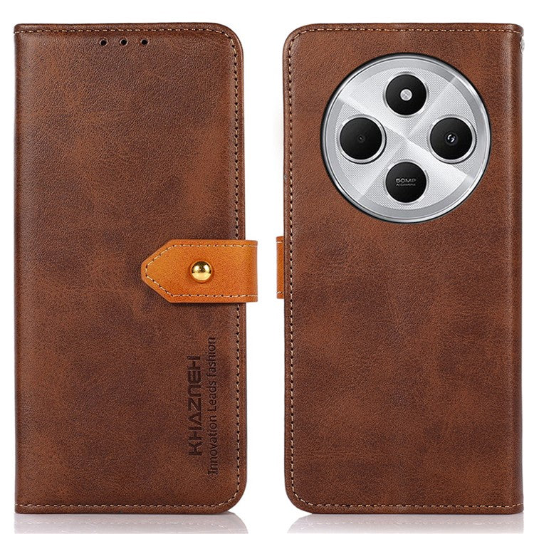 KHAZNEH For Xiaomi Poco C75 4G / Redmi 14R 5G / 14C 4G Wallet Phone Case Stand Leather Flip Cover - Brown