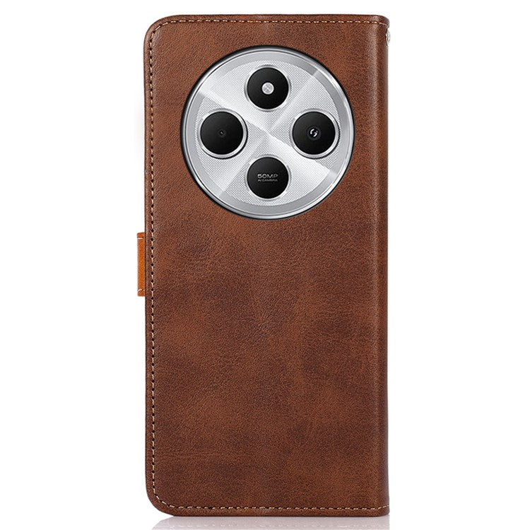 KHAZNEH For Xiaomi Poco C75 4G / Redmi 14R 5G / 14C 4G Wallet Phone Case Stand Leather Flip Cover - Brown