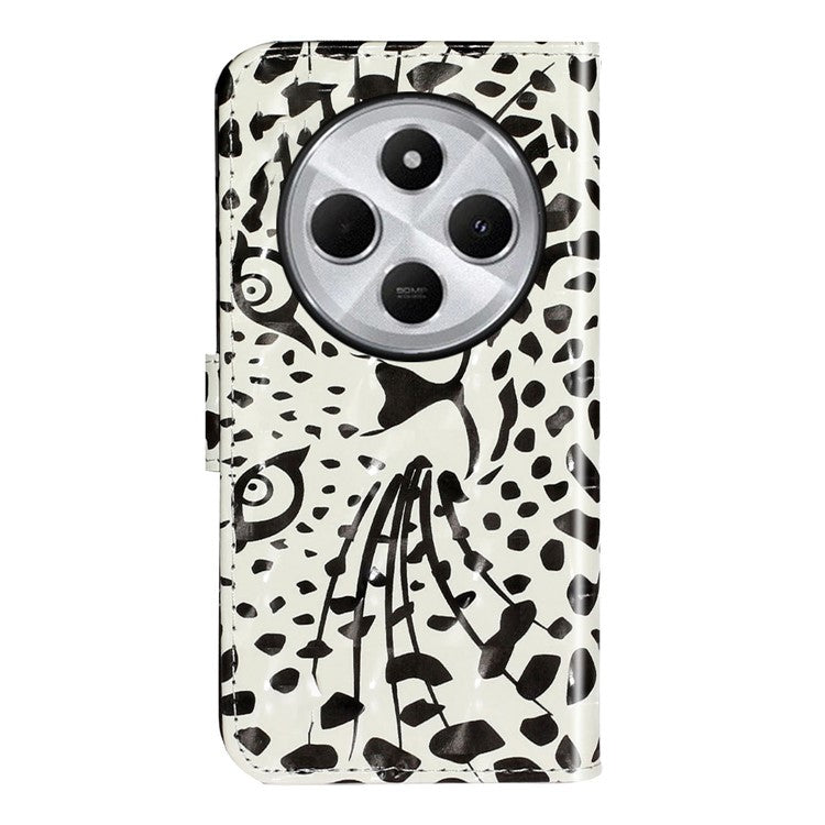For Xiaomi Poco C75 4G / Redmi 14R 5G / 14C 4G Case 3D Pattern Printed Phone Leather Phone Cover - Leopard Head