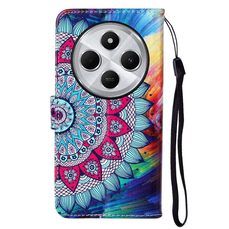 For Xiaomi Poco C75 4G / Redmi 14R 5G / 14C 4G Case Pattern Leather Wallet Phone Cover with Card Holder - Mandala Flower