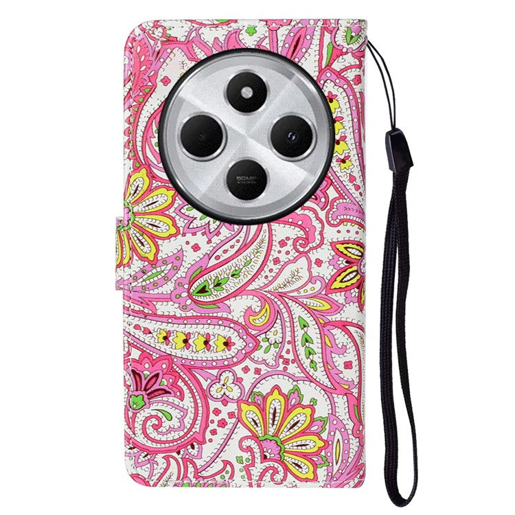 For Xiaomi Poco C75 4G / Redmi 14R 5G / 14C 4G Case Pattern Leather Wallet Phone Cover with Card Holder - Flower