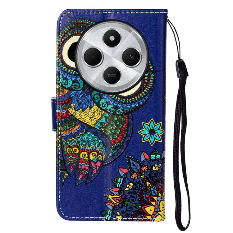 For Xiaomi Poco C75 4G / Redmi 14R 5G / 14C 4G Case Pattern Leather Wallet Phone Cover with Card Holder - Owl