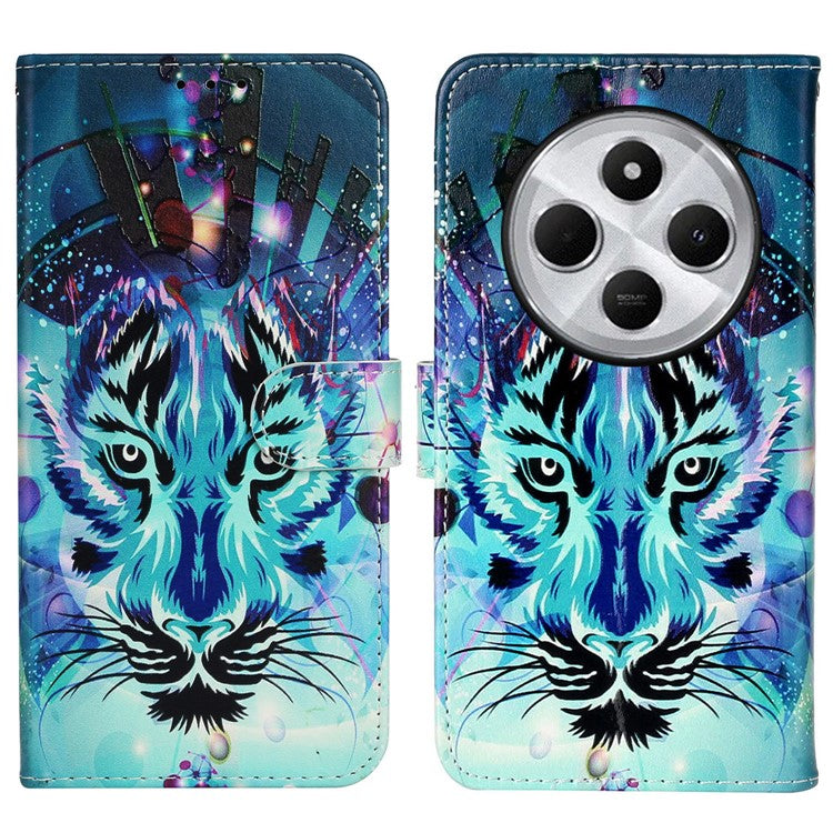 For Xiaomi Poco C75 4G / Redmi 14R 5G / 14C 4G Case Pattern Leather Wallet Phone Cover with Card Holder - Wolf