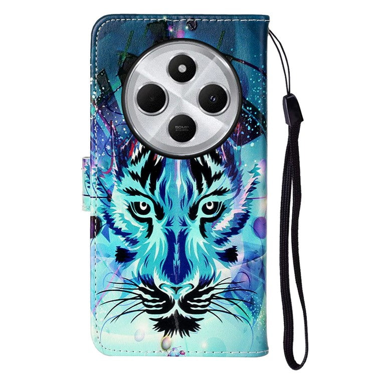 For Xiaomi Poco C75 4G / Redmi 14R 5G / 14C 4G Case Pattern Leather Wallet Phone Cover with Card Holder - Wolf