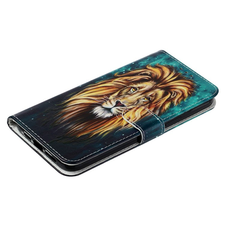 For Xiaomi Poco C75 4G / Redmi 14R 5G / 14C 4G Case Pattern Leather Wallet Phone Cover with Card Holder - Lion