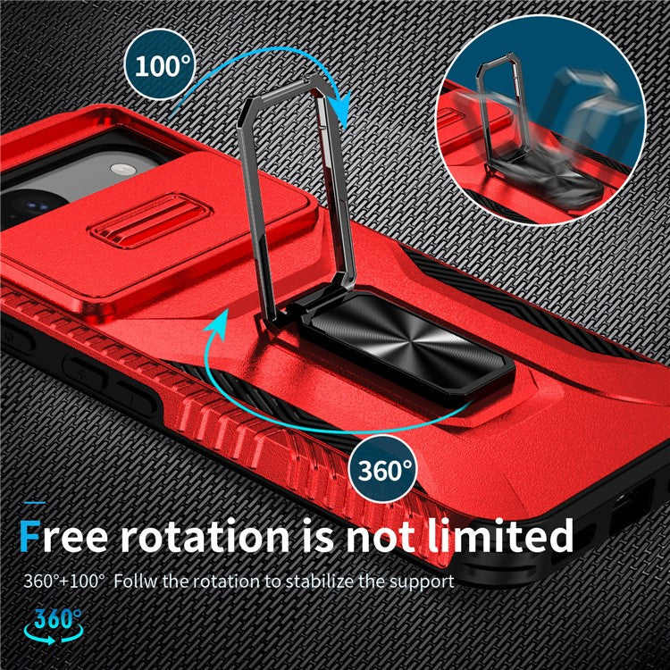 For Google Pixel 8a Case Camshield Kickstand TPU+PC Anti-Slip Phone Cover - Red