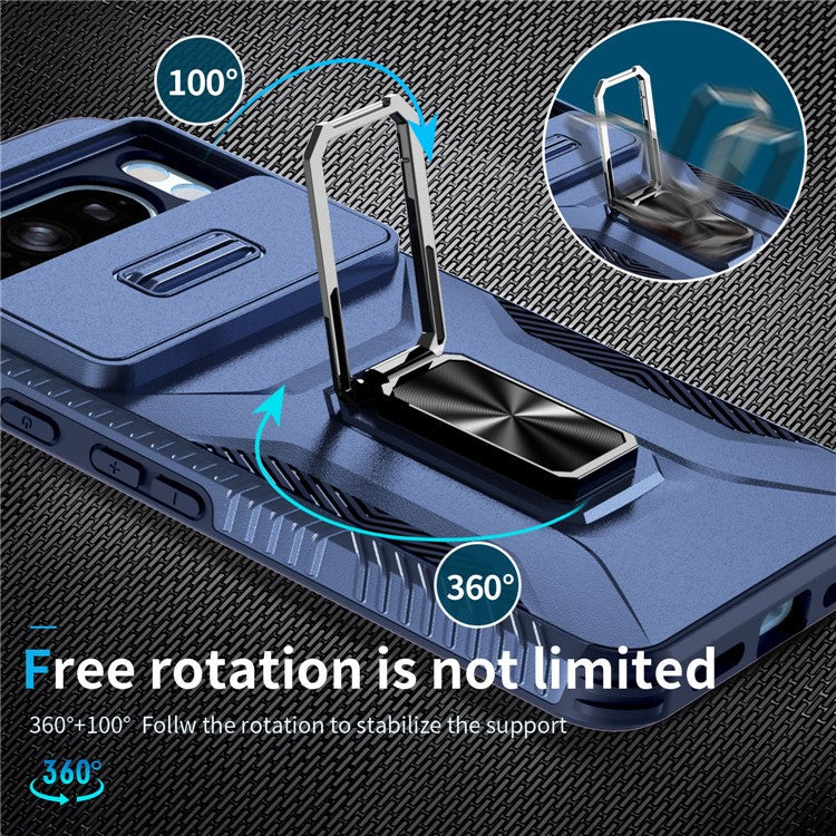 For Google Pixel 8 Pro Case Camshield Kickstand TPU+PC Anti-Slip Phone Cover - Blue