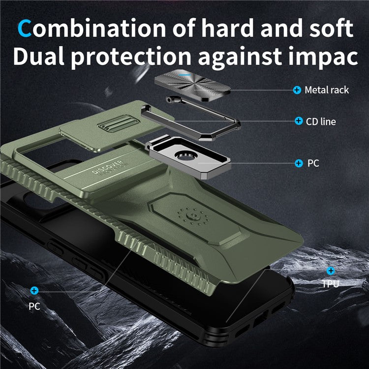 For Google Pixel 8 Pro Case Camshield Kickstand TPU+PC Anti-Slip Phone Cover - Green