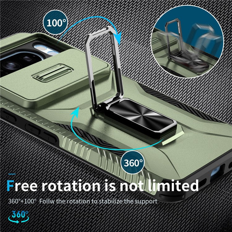 For Google Pixel 8 Pro Case Camshield Kickstand TPU+PC Anti-Slip Phone Cover - Green