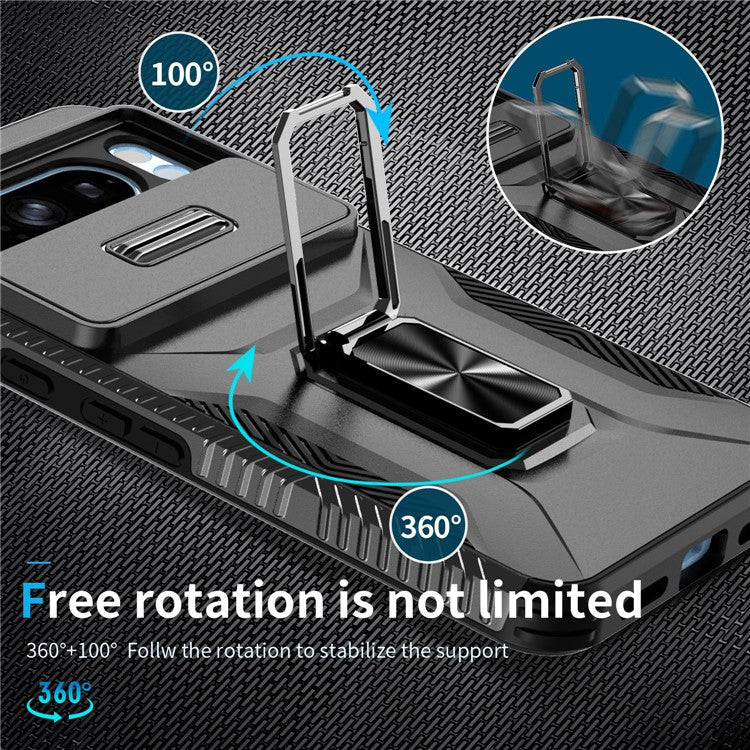 For Google Pixel 8 Pro Case Camshield Kickstand TPU+PC Anti-Slip Phone Cover - Black