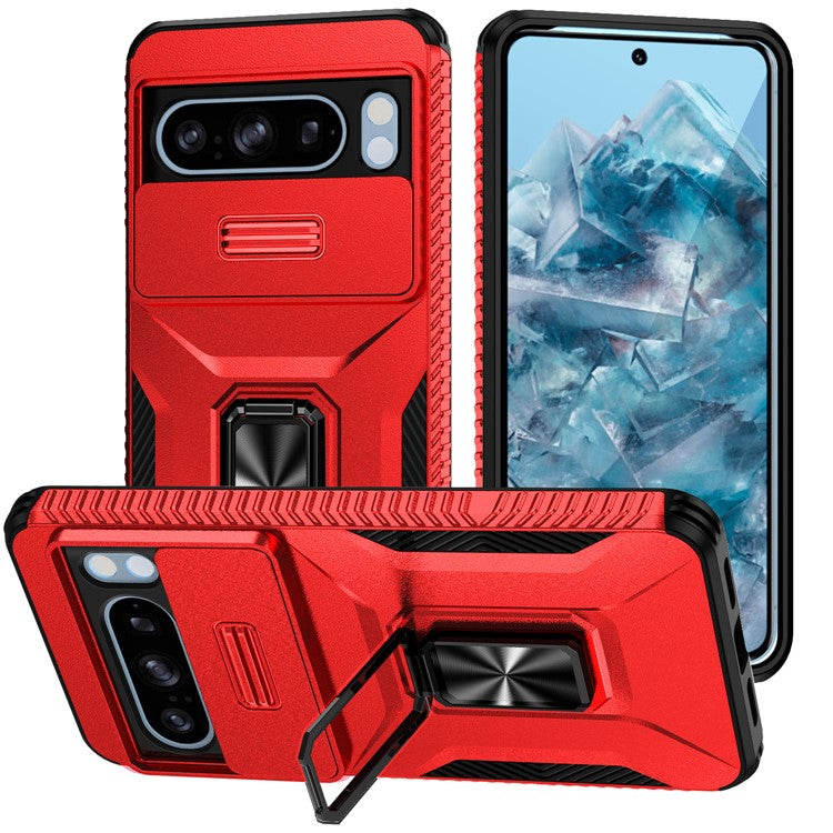 For Google Pixel 8 Pro Case Camshield Kickstand TPU+PC Anti-Slip Phone Cover - Red