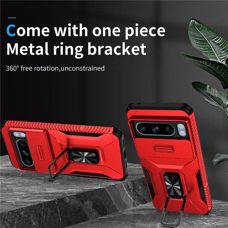 For Google Pixel 8 Pro Case Camshield Kickstand TPU+PC Anti-Slip Phone Cover - Red